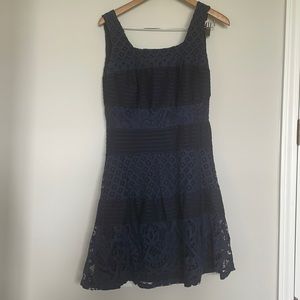 Ryan Michelle Navy Blue Mixed Media dress size L EUC